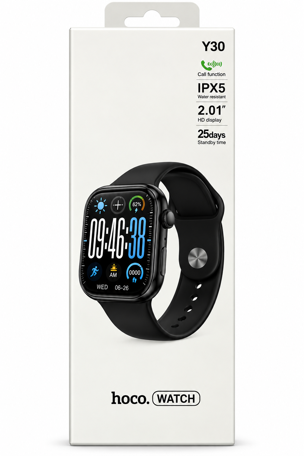 Hoco Y30 Smartwatch 2.01" HD Display with Call Function – Black