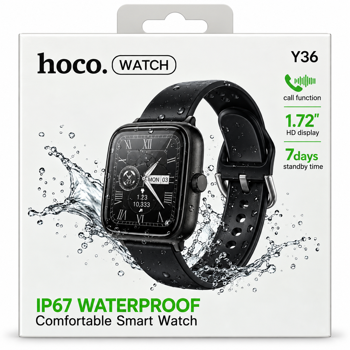 Hoco Y36 Smartwatch 1.72" HD Display with Call Function – Black