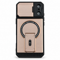 Magnetic armor phone case with kickstand and sliding camera cover