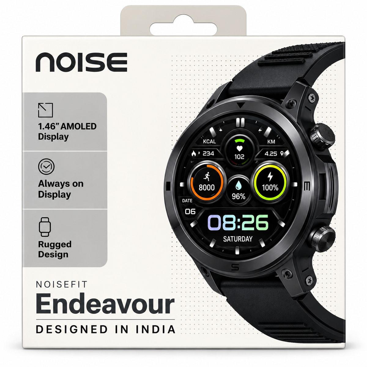 NoiseFit Endeavour Rugged Smartwatch 1.46" AMOLED Always-On Display