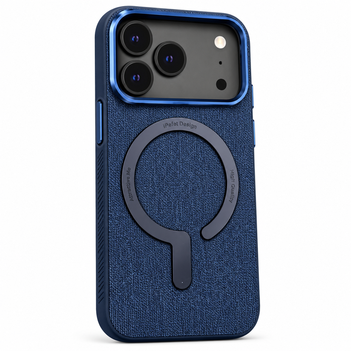 iPefet magnetic protective phone case with textured finish and reinforced camera protection blue