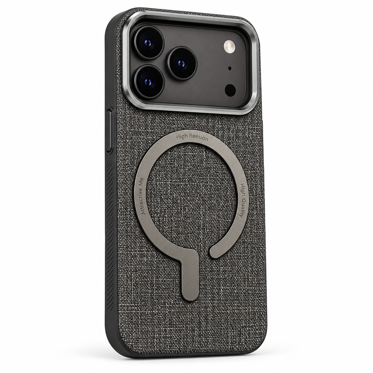 iPefet magnetic protective phone case with textured finish and reinforced camera protection gray